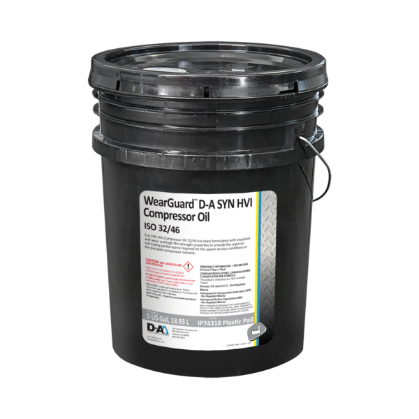 D-A Lubricant Co D-A WearGuard SYN HVI Compressor Oil ISO 32/46 - 5 Gallon Plastic Pail IP74318